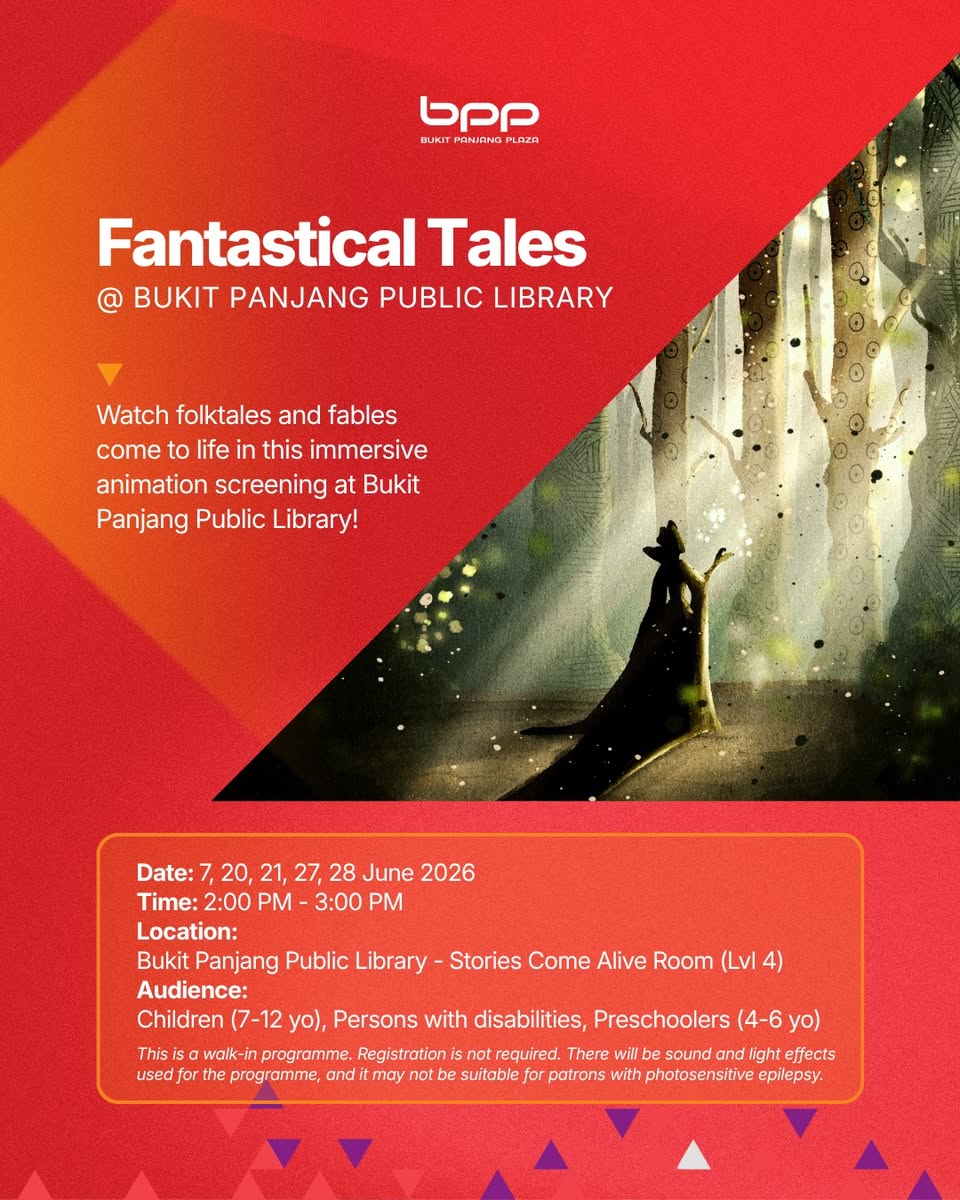 Fantastical Tales animation screening schedule at Bukit Panjang Public Library
