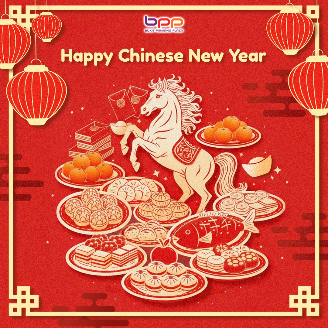 Festive Chinese New Year decorations and symbols of prosperity