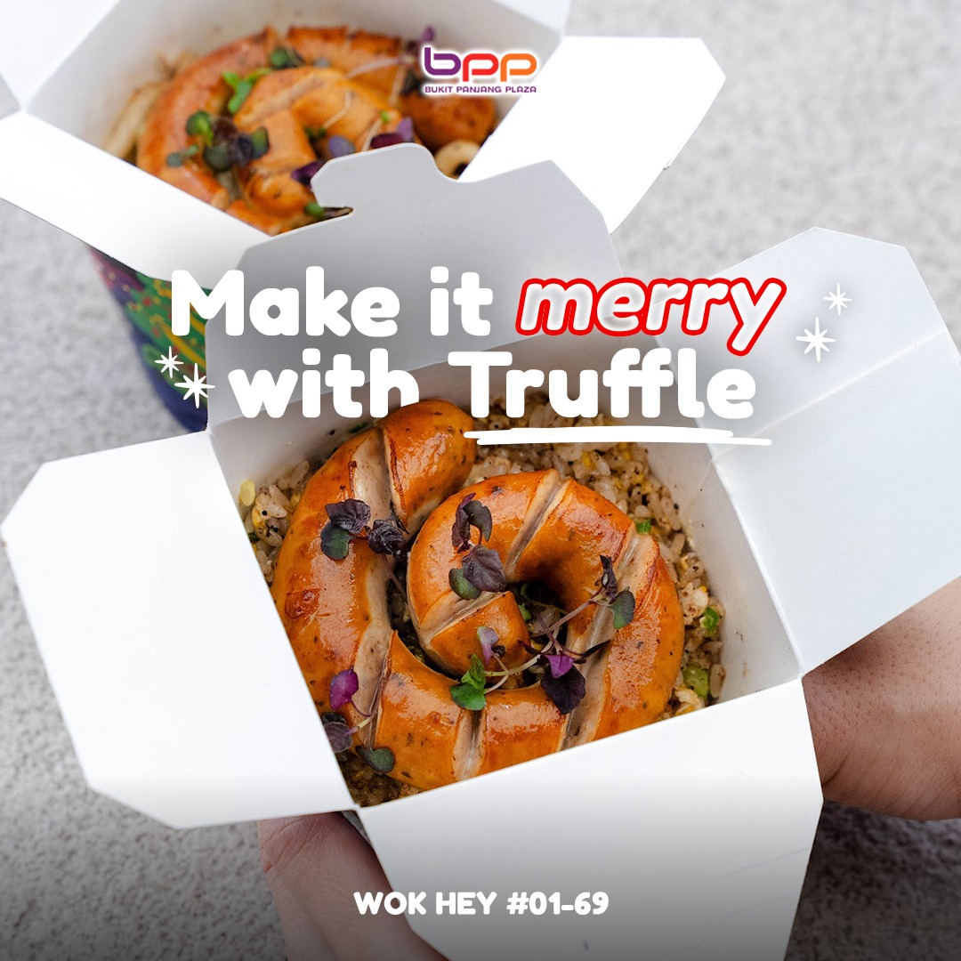 A delicious WOK HEY meal featuring their special truffle series, ready to be enjoyed.