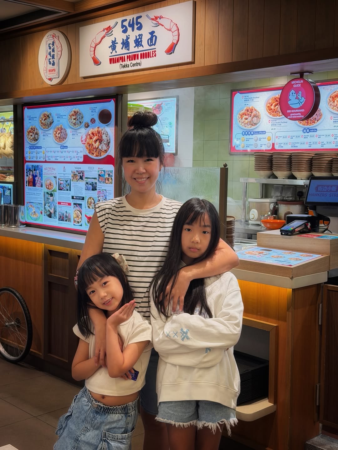 A steaming bowl of 545 Whampoa Prawn Noodles with fresh prawns
