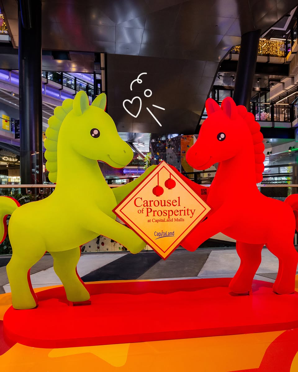 Vibrant interactive photo zones featuring horse installations.