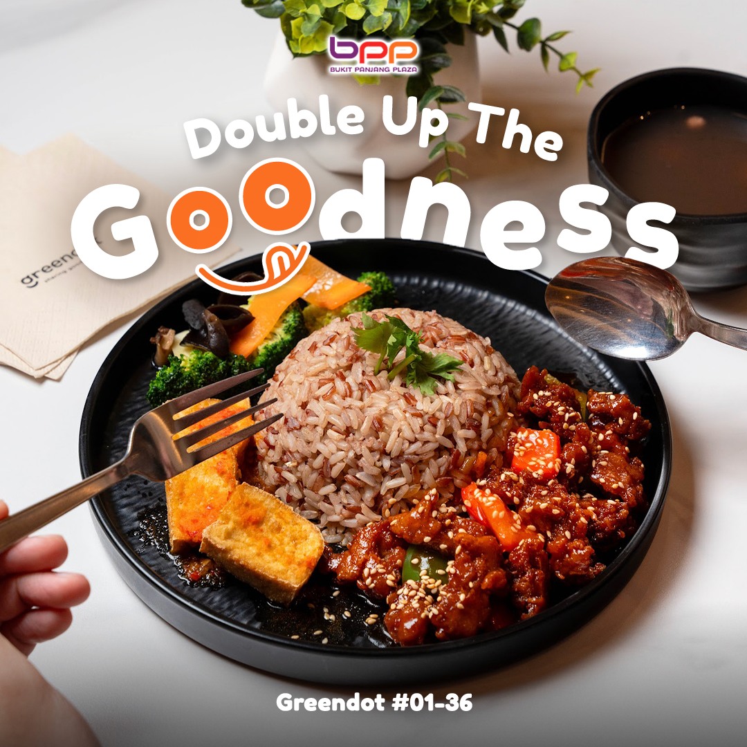 A vibrant and healthy plant-based meal, possibly from Greendot Singapore