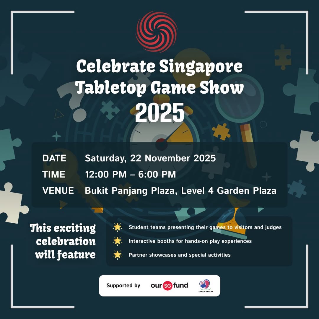 People playing tabletop games at an event, with diverse game designs on display showcasing creativity.