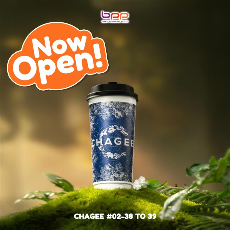 Exterior shot of Chagee Singapore's new store at Bukit Panjang Plaza