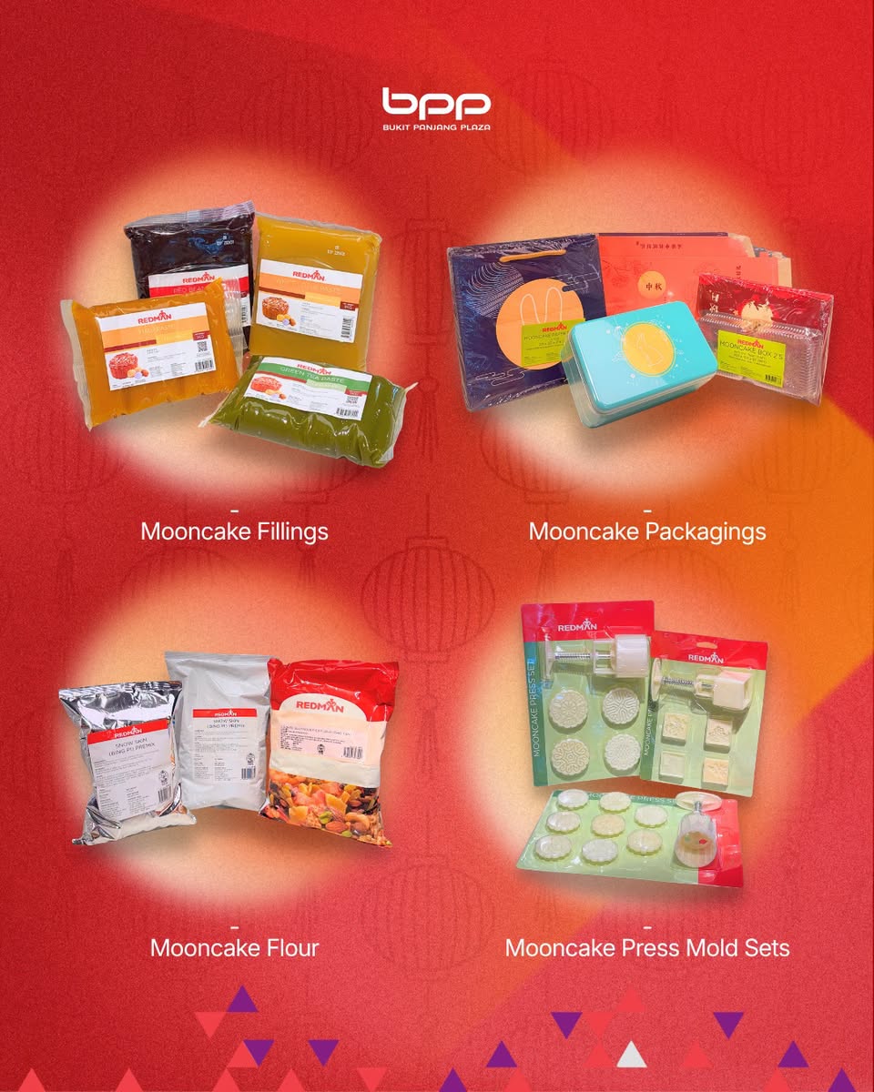Mooncake fillings, flours and press mould sets at RedMan by Phoon Huat