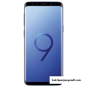 A Samsung Galaxy S9 smartphone displayed with a blue gradient wallpaper.