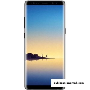 A sleek smartphone displaying a serene landscape with two figures walking on a beach.