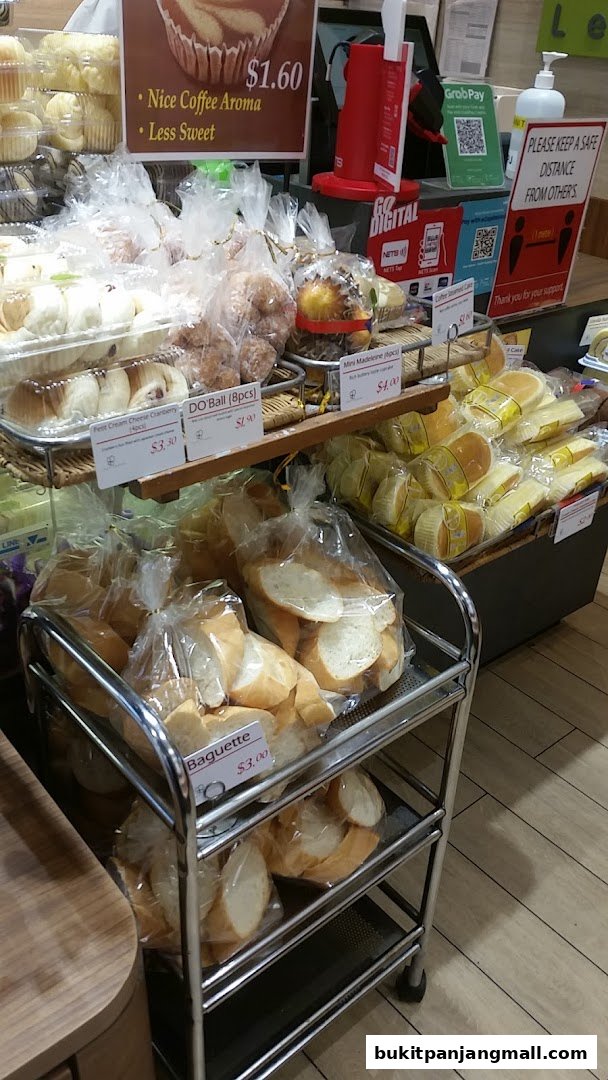 A display of freshly baked bread and pastries at Four Leaves bakery.