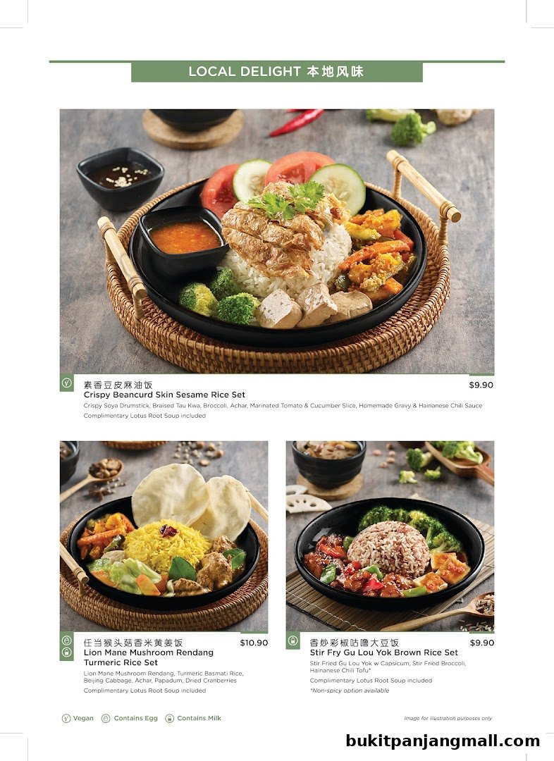 A menu showcasing three local delight rice sets with detailed descriptions and prices.