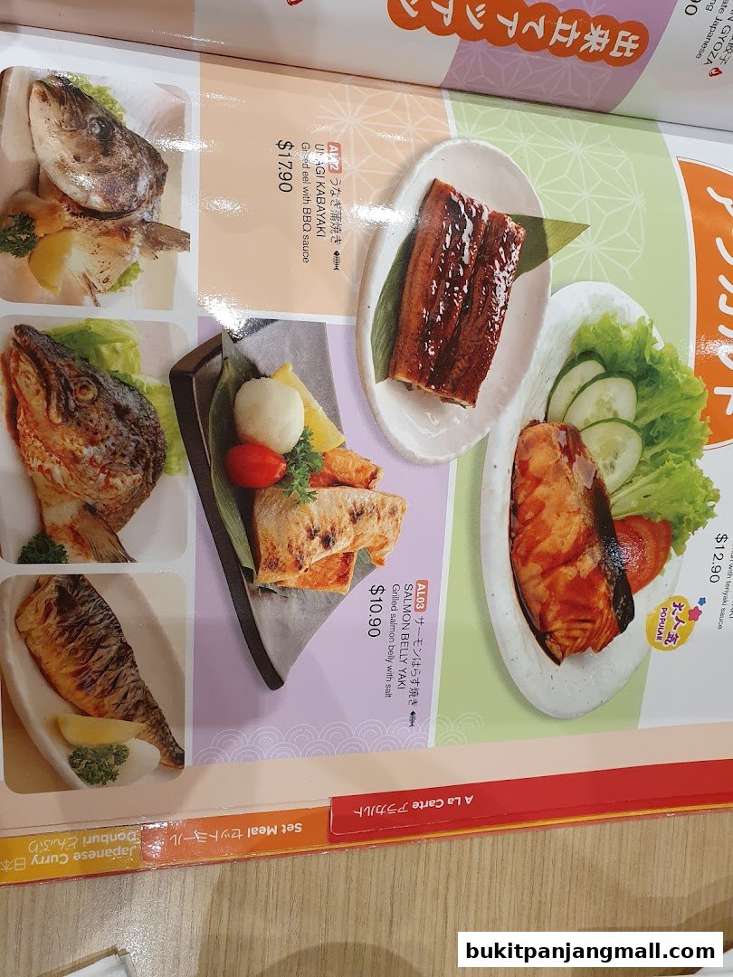 A menu page from Ichiban Sushi featuring grilled fish and eel dishes.