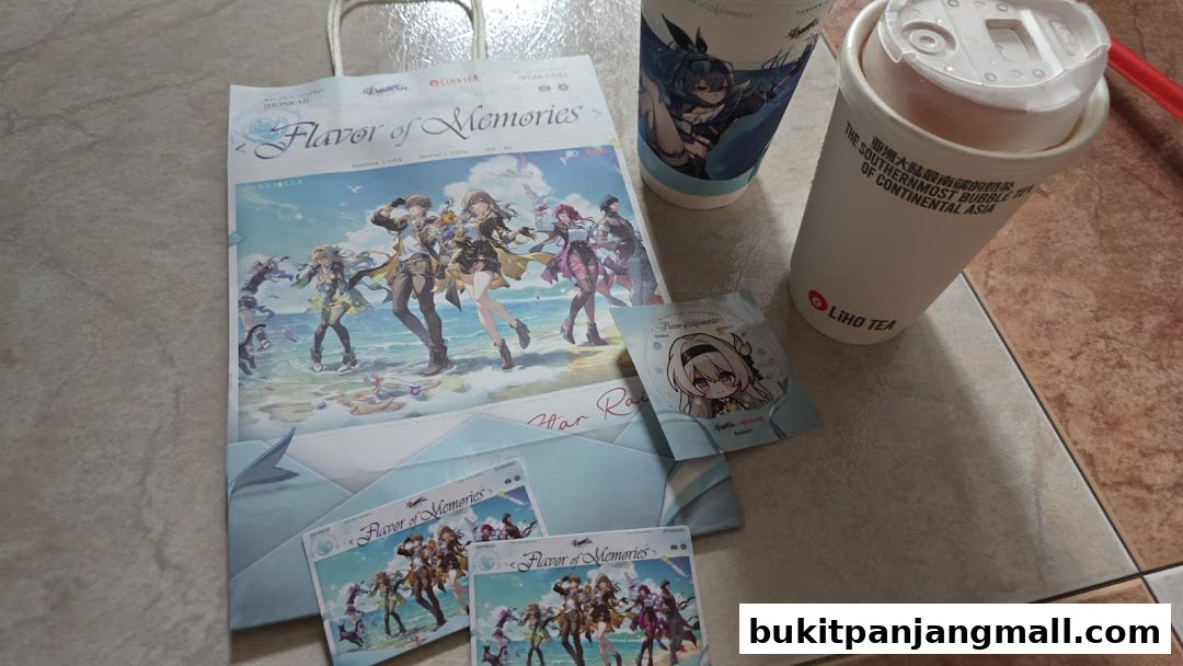 LiHO TEA merchandise featuring anime characters and promotional materials.