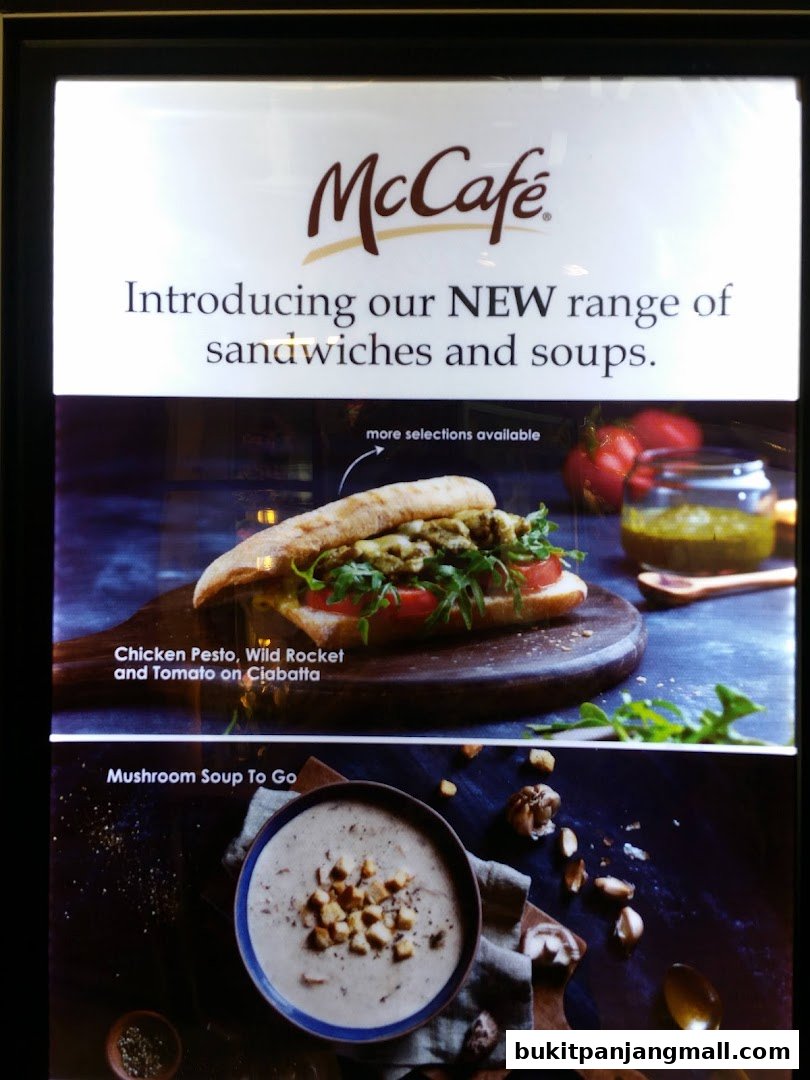 McCafé advertisement showcasing a new range of sandwiches and soups.
