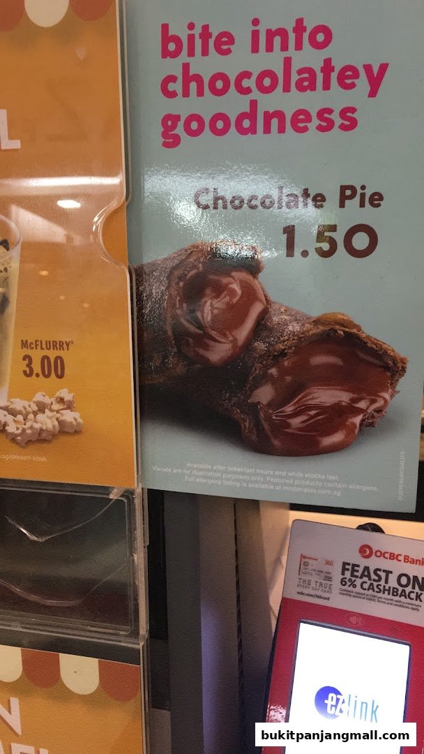 A close-up of a McDonald's menu board featuring a chocolate pie and a McFlurry.