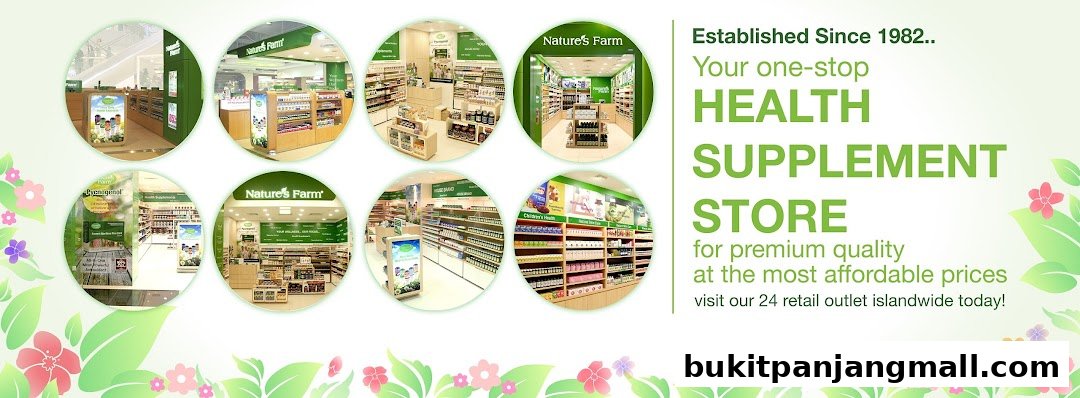 Collage of interior shots of a Nature's Farm health supplement store.