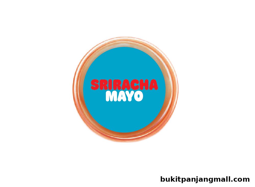 A circular logo with the text 'SRIRACHA MAYO' on a blue background.