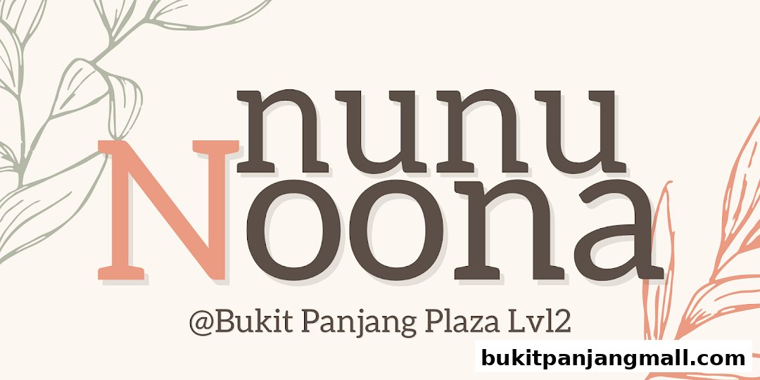 The shop name 'nunuNoona' is displayed prominently with floral accents and location information.