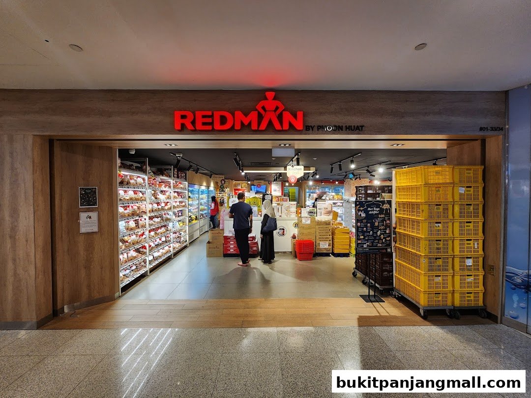 The entrance of RedMan by Phoon Huat, a store filled with baked goods and baking supplies.