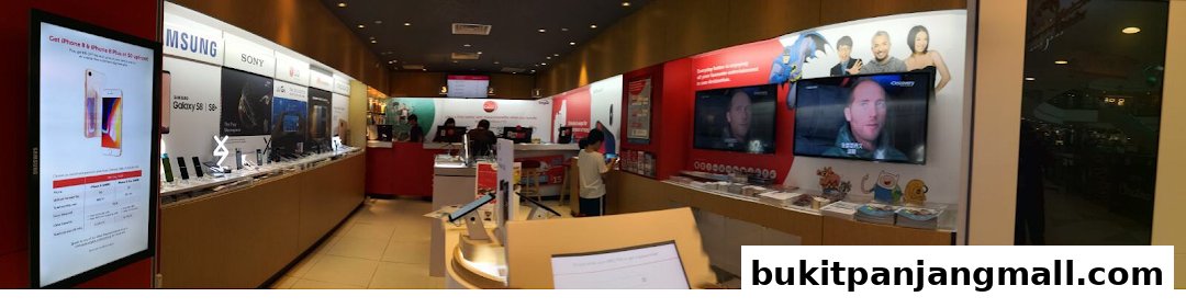 Interior view of a Singtel Exclusive Retailer shop showcasing various mobile phones and electronics.