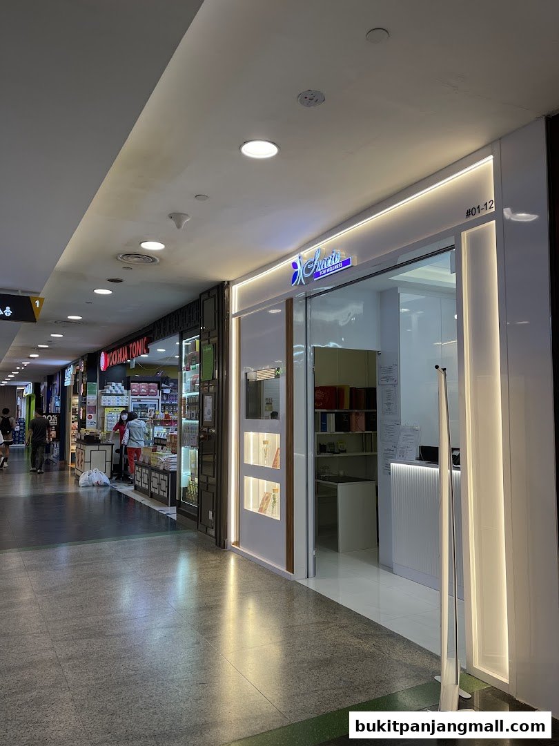The clean and modern storefront of Spacio TCM Wellness at Bukit Panjang Plaza.