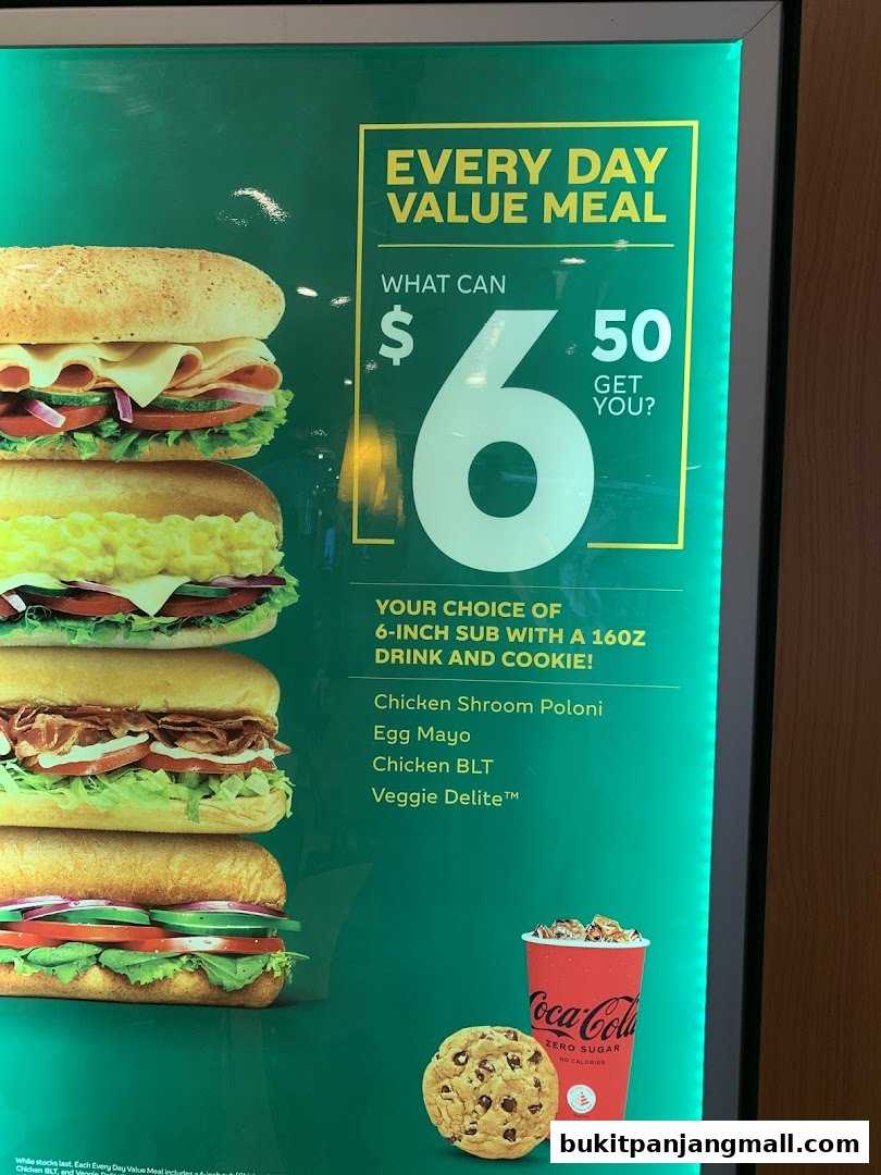 A Subway advertisement showcasing an 'Every Day Value Meal' with subs, a drink, and a cookie.