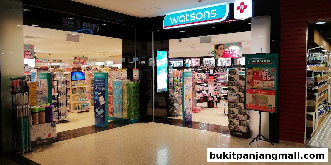 The entrance to a Watsons and GNC store, showcasing health and beauty products.