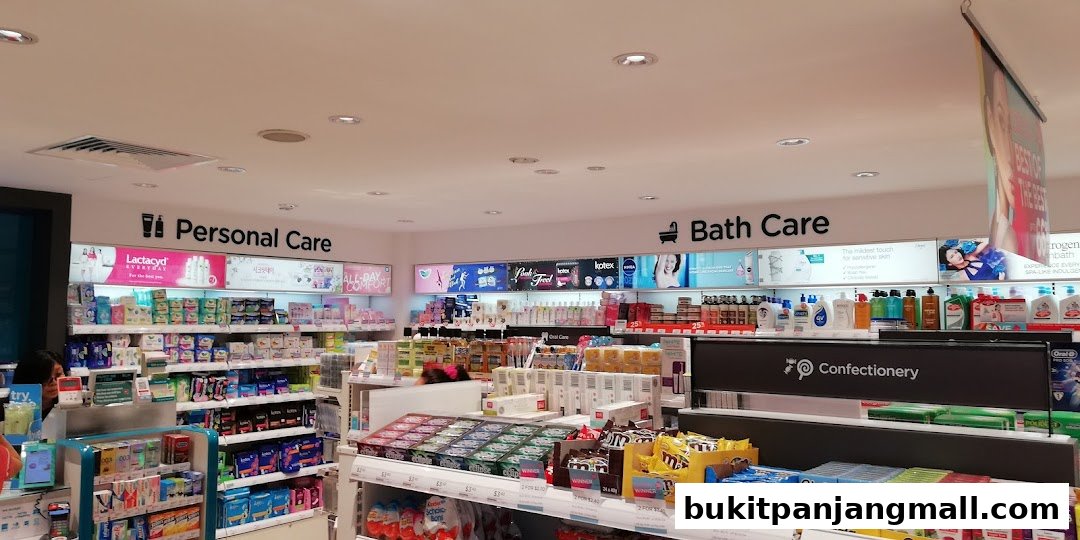 Interior view of a Watsons store showcasing personal care, bath care, and confectionery products.