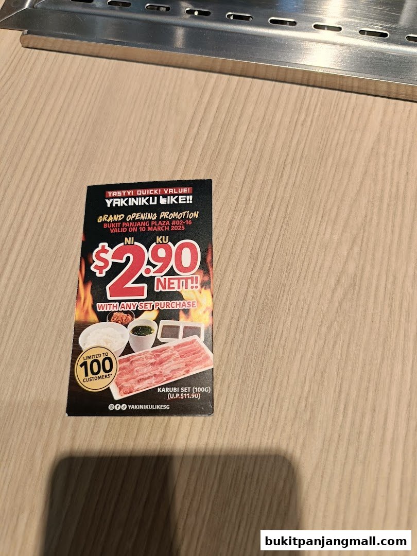 A promotional flyer for Yakiniku Like offering a Karubi Set for $2.90.