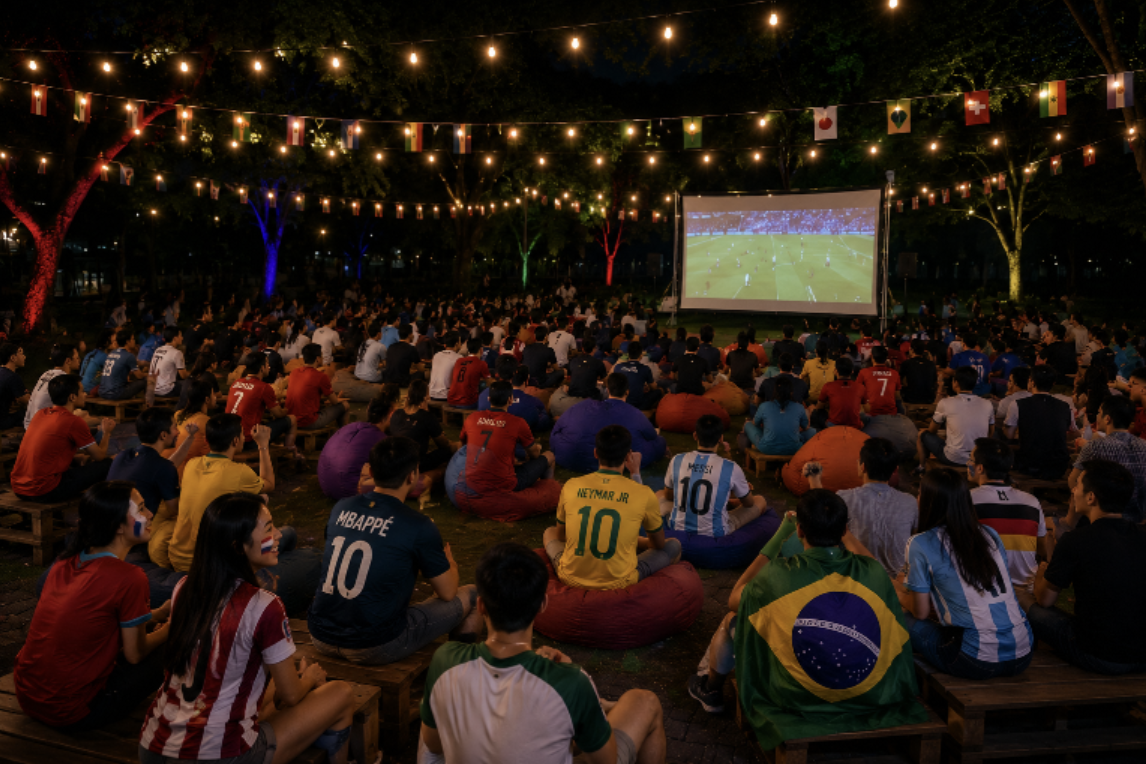 Football Finals Watch Party Carnival at Choa Chu Kang ActiveSG Sport Centre Level 2 Foyer with mini games and complimentary refreshments